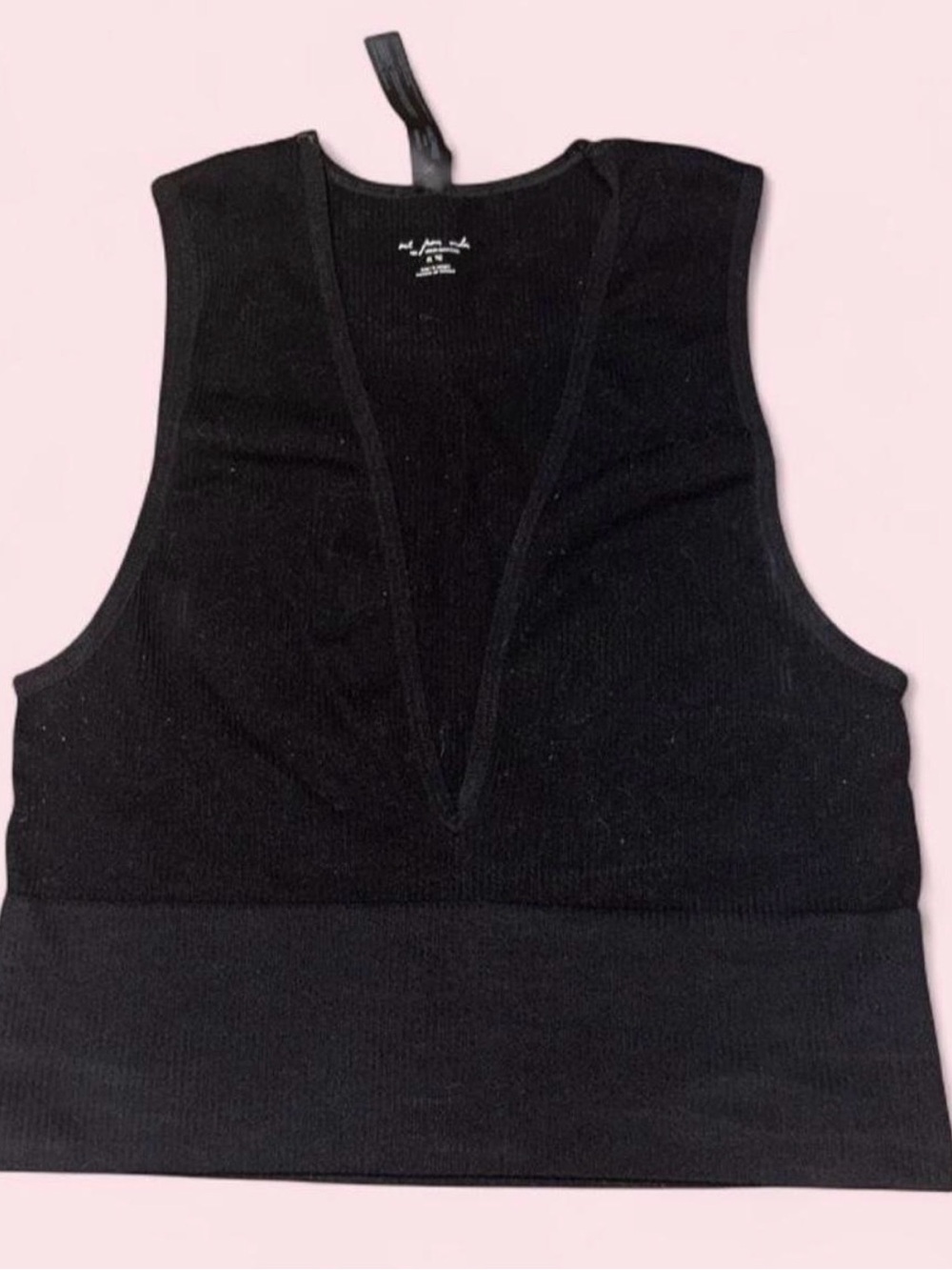 Urban Outfitters Black Ribbed V-Neck Crop Tank